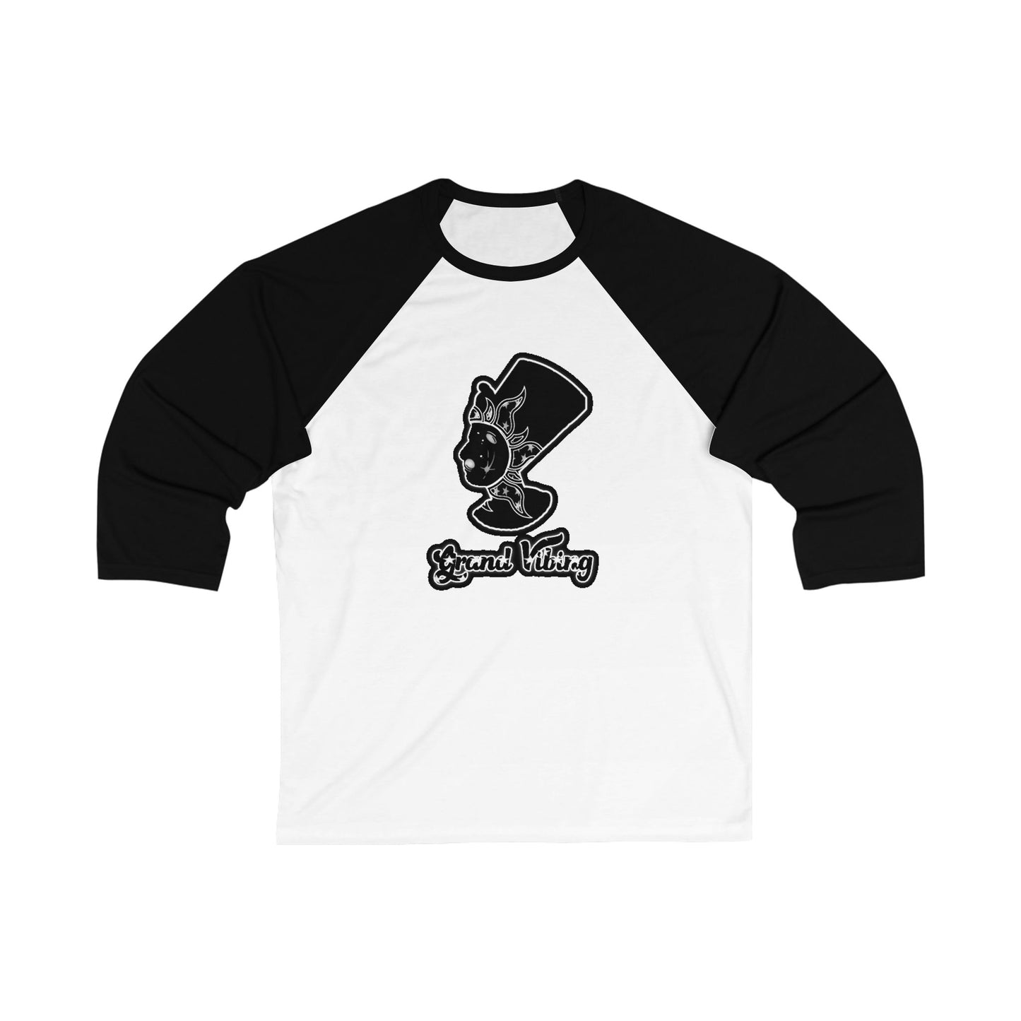 Grand Vibing 3\4 Sleeve Baseball Tee (BnW Logo) - Queens