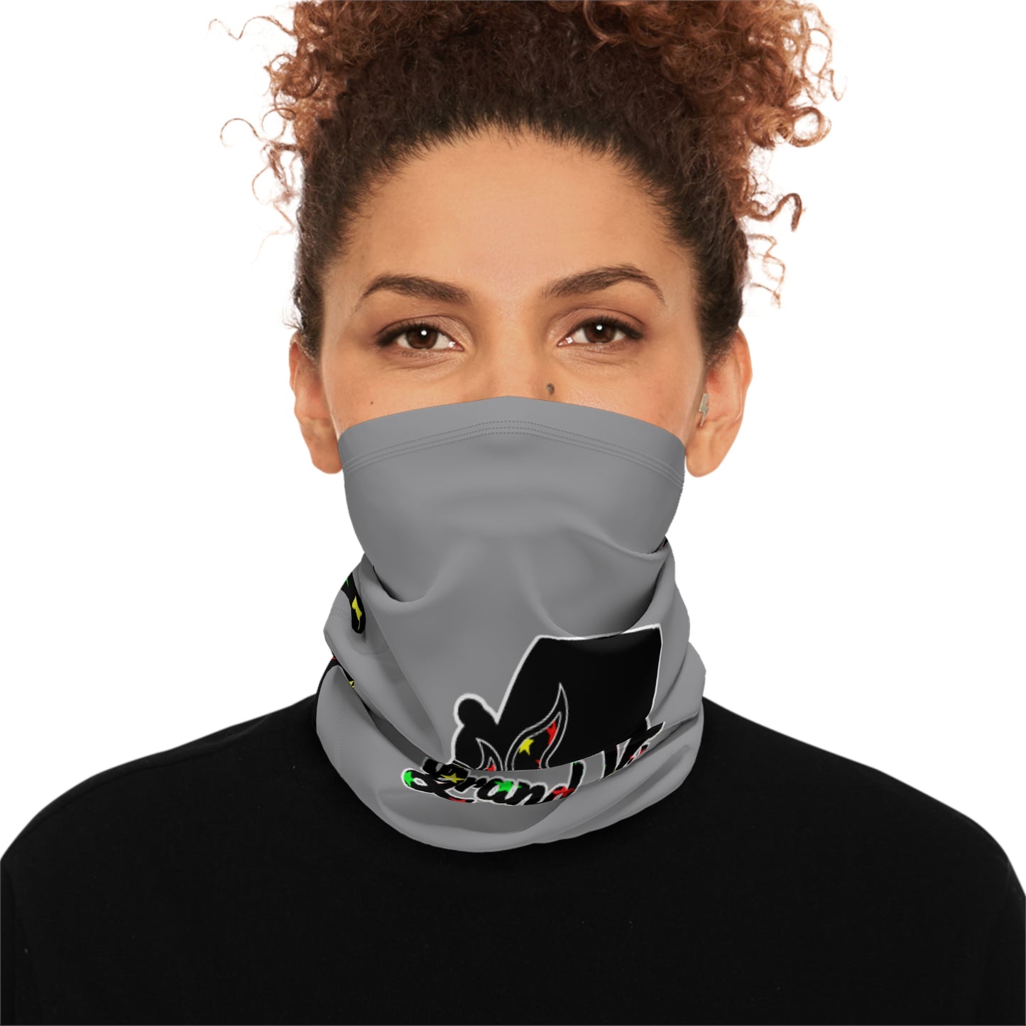 Dual Sided Neck Gaiter with Drawstring - (Q)