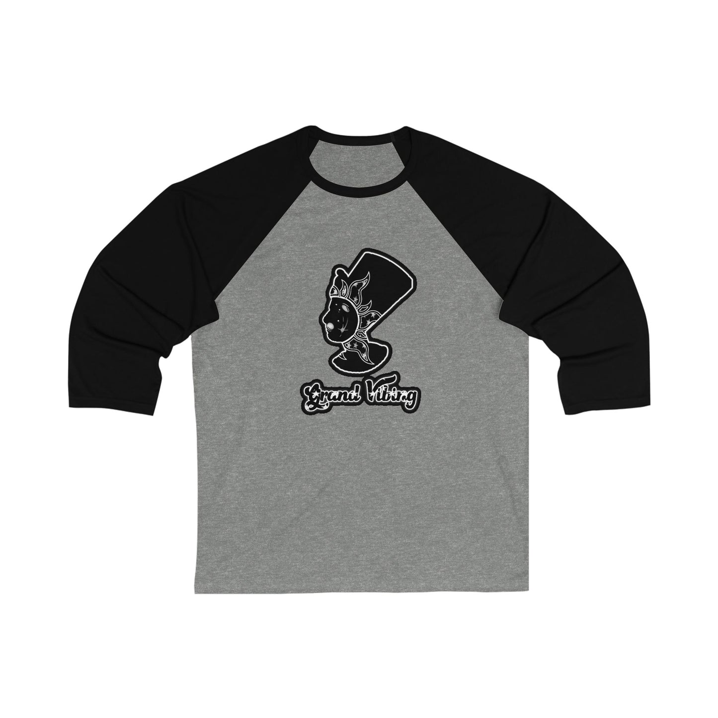 Grand Vibing 3\4 Sleeve Baseball Tee (BnW Logo) - Queens