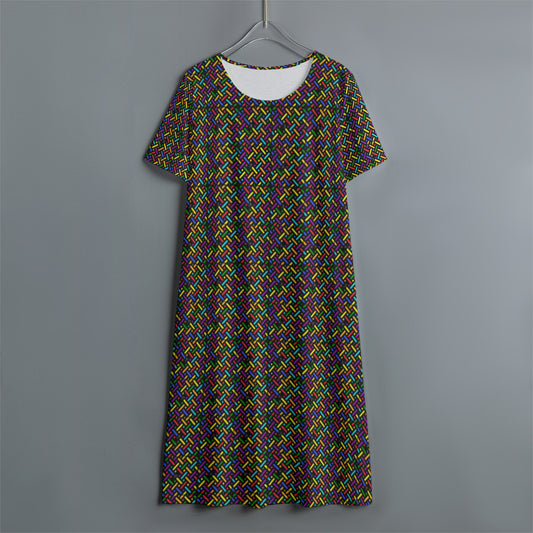 7 Colors Divine Women's Dress With Short Sleeves