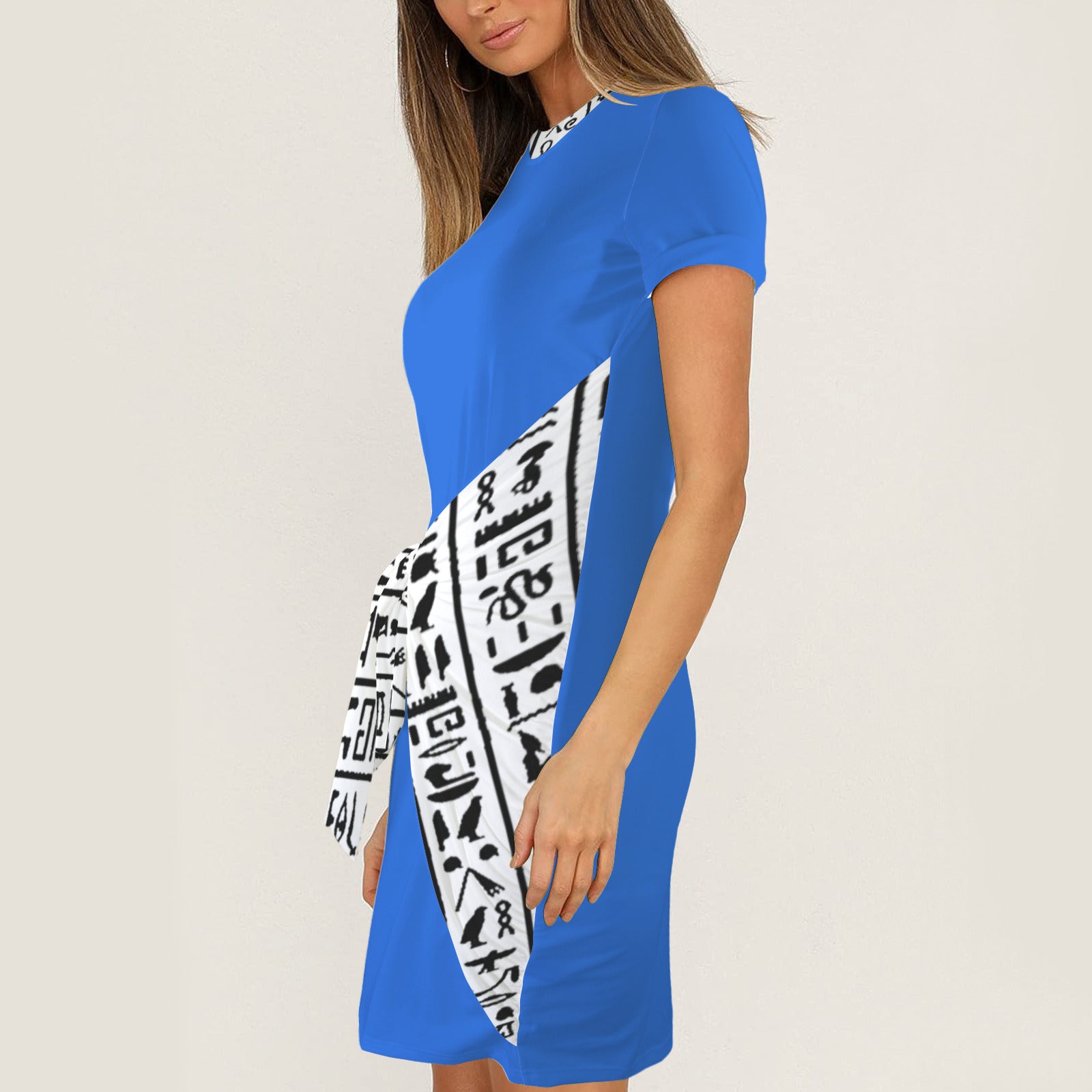 Hiero Tie Waist Dress - Blue