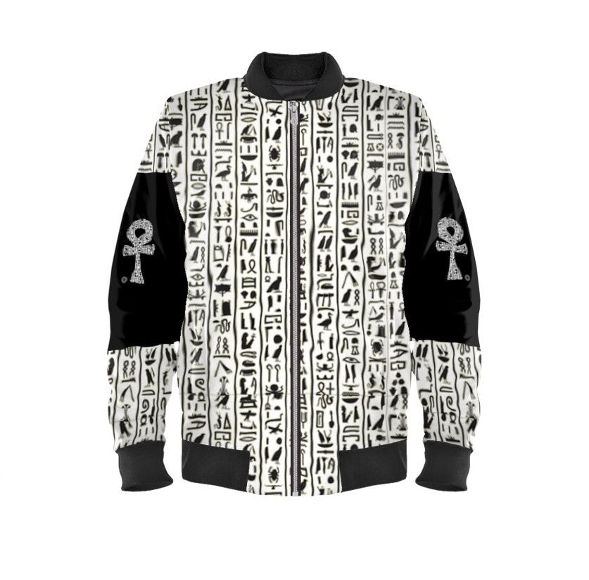 Hiero-Ankh Origins Reversible Silk Bomber Jacket