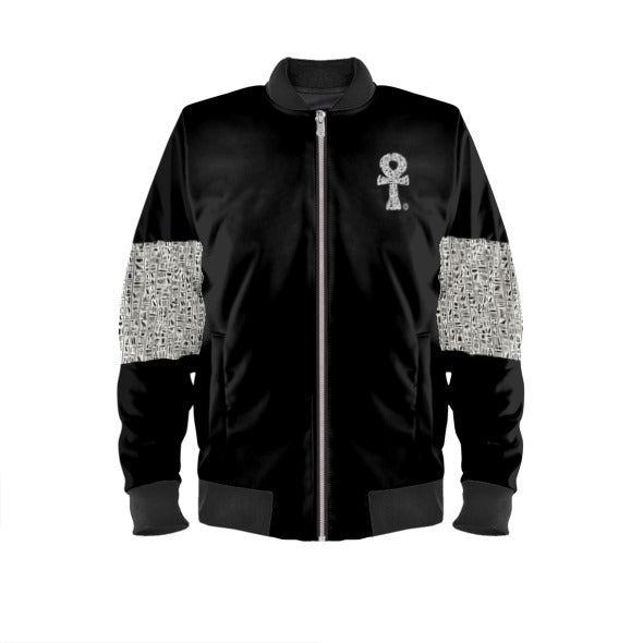 Hiero-Ankh Origins Reversible Silk Bomber Jacket