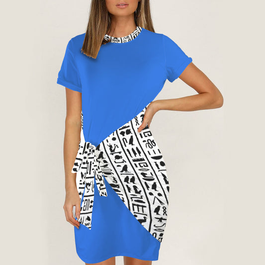 Hiero Tie Waist Dress - Blue